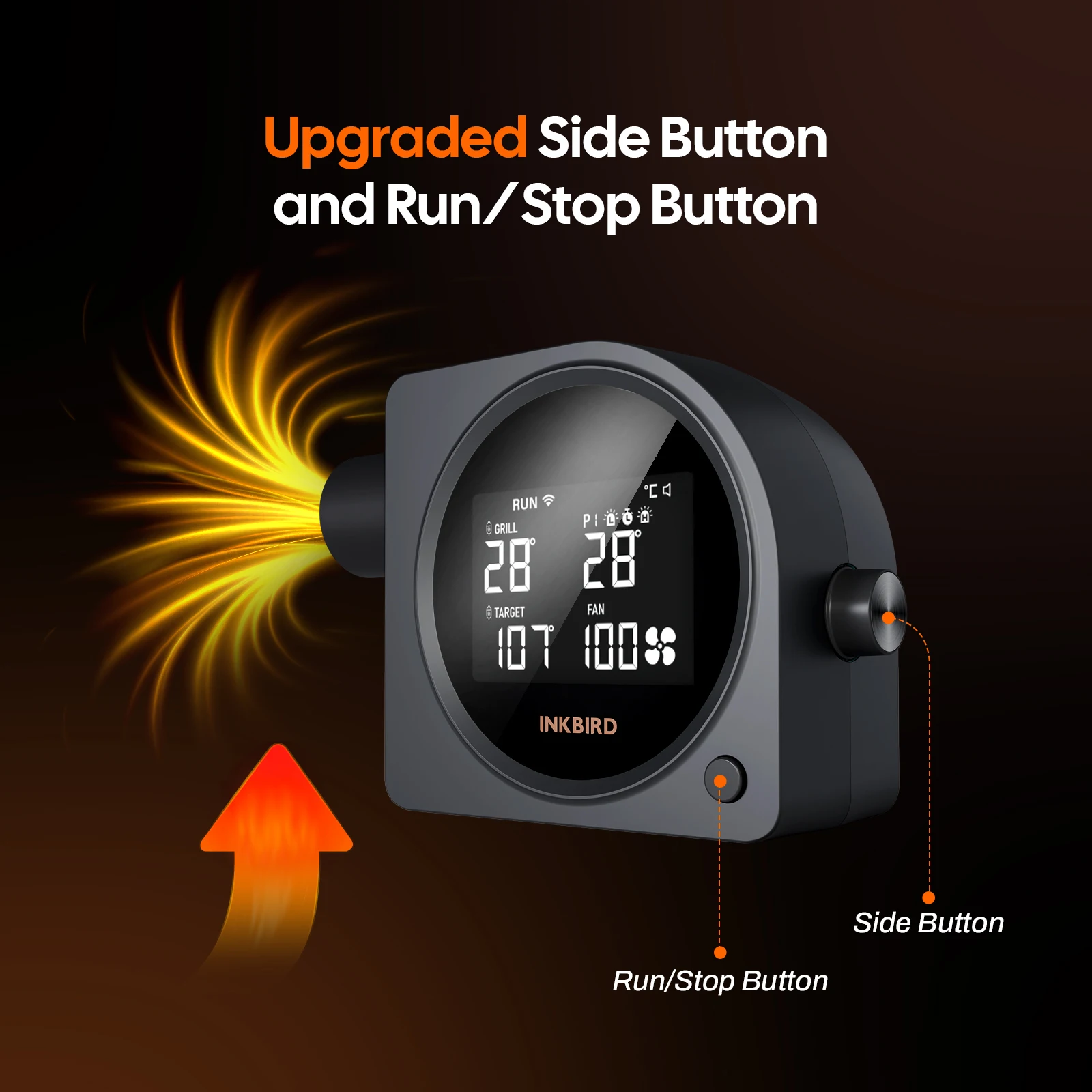 INKBIRD ISC-028BW وحدة تحكم في درجة حرارة الشواية اللاسلكية مع 5 مجسات، ومروحة مدخنة أوتوماتيكية، وأجهزة إنذار لدرجة الحرارة العالية والمنخفضة