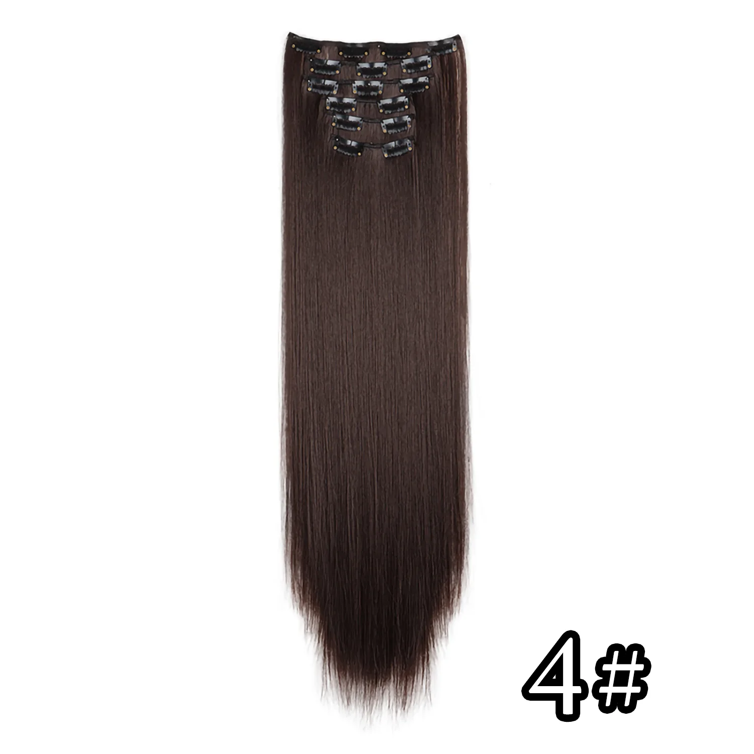 24 Zoll 16 Clips in Haarverlängerungen Lange glatte Frisur Synthetische blonde schwarze Haarteile Hitzebeständiges Kunsthaar Täglicher Gebrauch – Detail 26