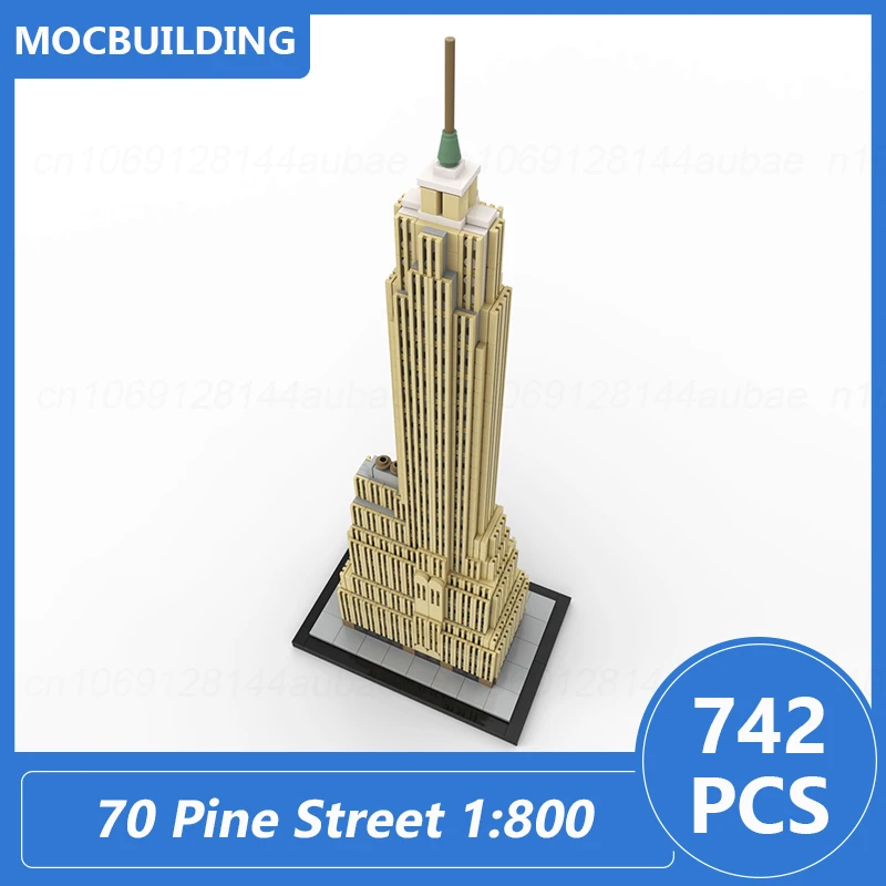 70 Pine Street 1:800 Scale Cities Service Building Moc Blocks Architecture Model Diy Assemble Bricks Display Toys Gifts 742PCS