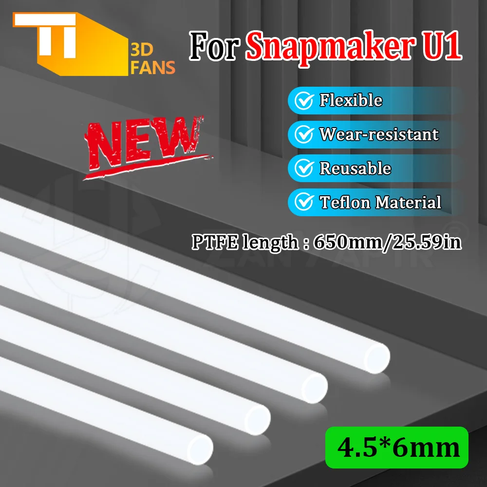 

Snapmaker U1 PTFE Teflon Tube 4.5mm ID 6mm OD Filament Tube High Temp Resistant Durable Feeding Pipe for 3D Printer accessories