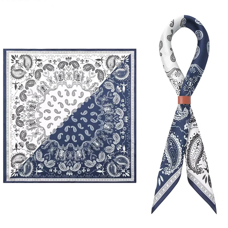 

Cashew flower 21 Inches Square Silk Feeling Neck Scarf for Men Necktie Silk Bandanas Pocket Square Cowboy Scarves