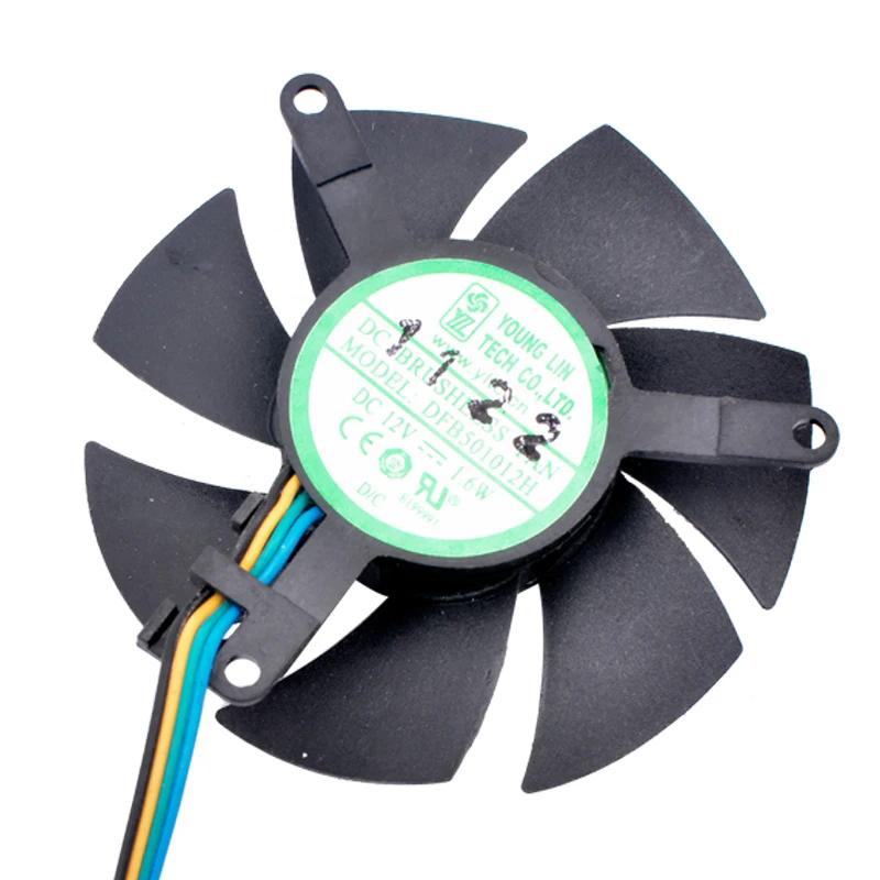 DFB501012H 47mm diameter, 39mm hole pitch, DC12V 1.6W, 4 lines, cooling fan for soft router cooling aluminum sheet graphics card