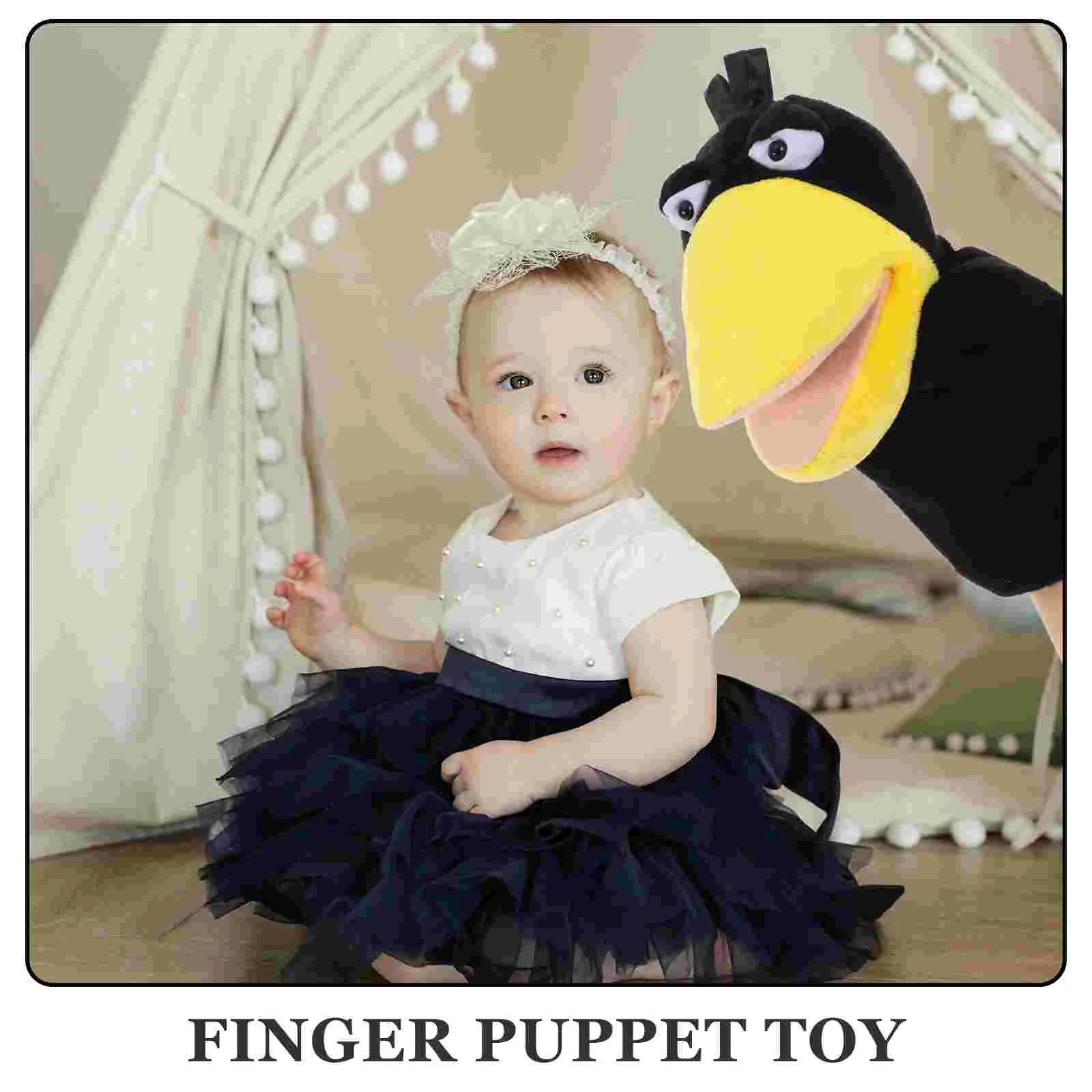 Animal Crow Hand Puppet Toddler Toys Storytelling Interactive Plush Mini Finger Puppets