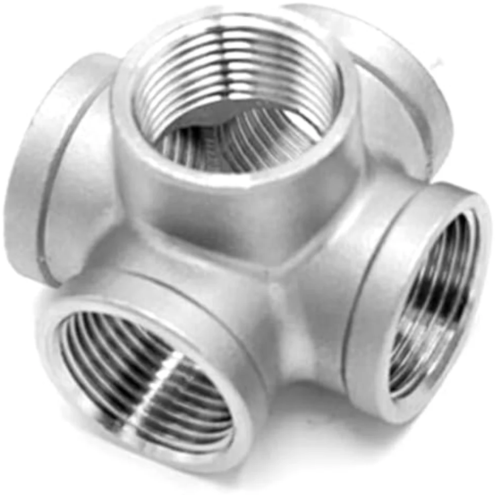 Multi Port 5 Way NPT Internal Thread Fittings Made from 304 Stainless Steel for Efficient Oil and Water Flow Distribution