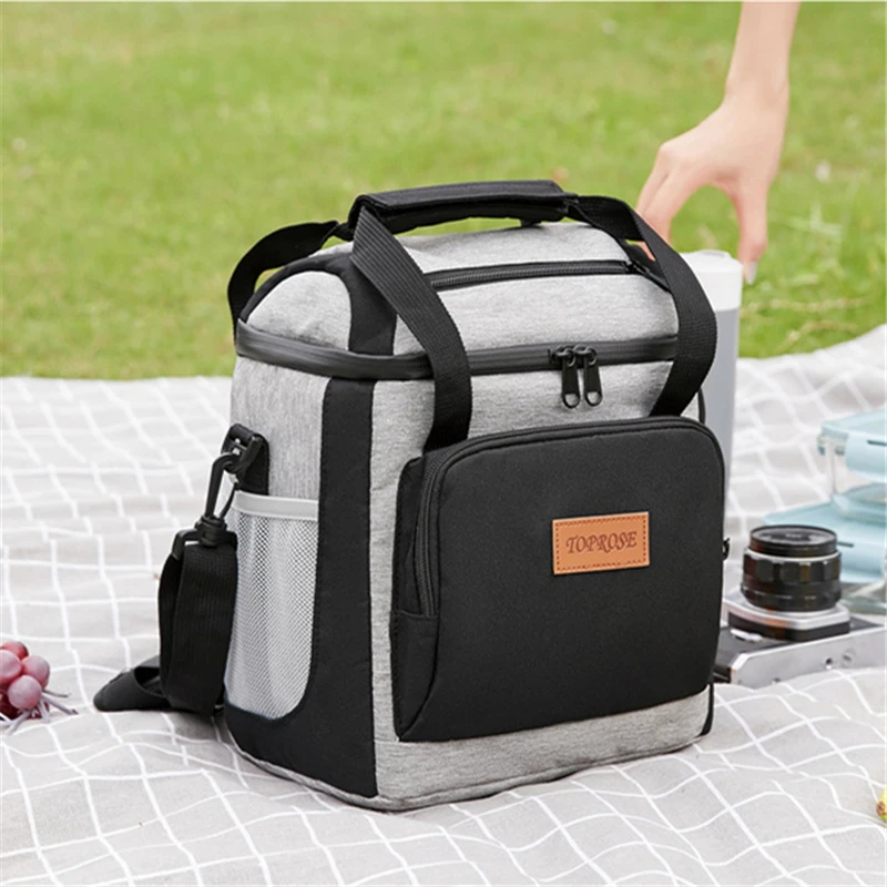 Large Thermal Lunch Bag with Shoulder Strap Convenient Fresh Cooler Pack Breakfast Food Box Portable Picnic Travel Insulated Bag