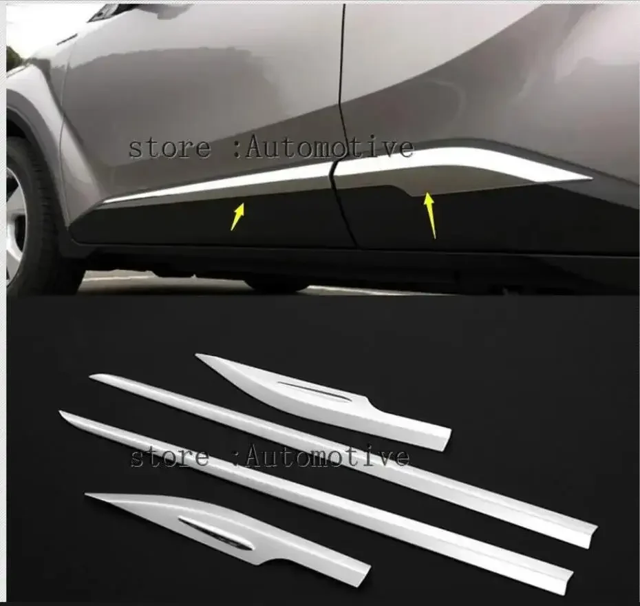 For Toyota CHR C-HR 2016 2017 2018 ABS Chrome Side Door Body Molding Cover Trim Side Door Protective Trim Accessories Parts 4pcs