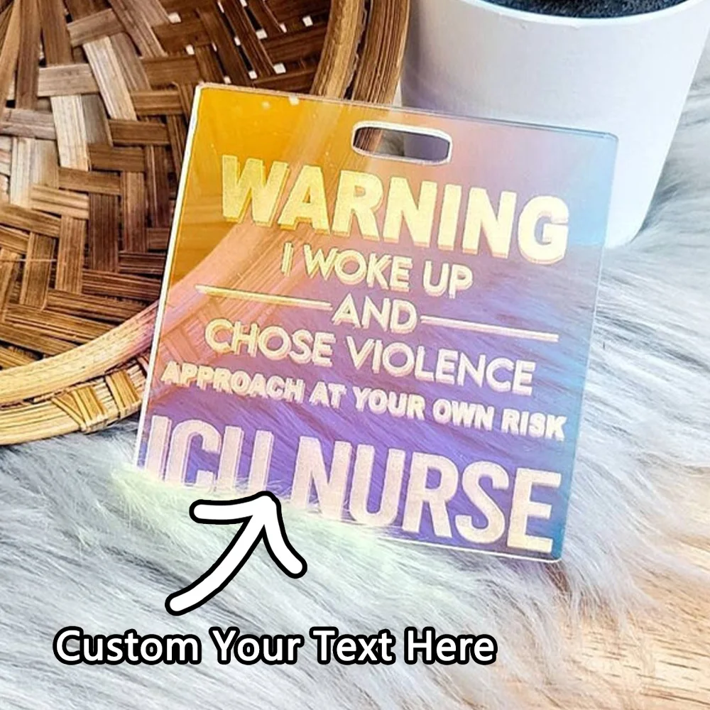 قطعة واحدة من سحر شارة الهوية المخصصة - اسم مجوف محفور بالليزر مخصص، ممرضة تحت عنوان، DIY، لمسة نهائية لامعة، ملحق مثالي للاستخدام اليومي