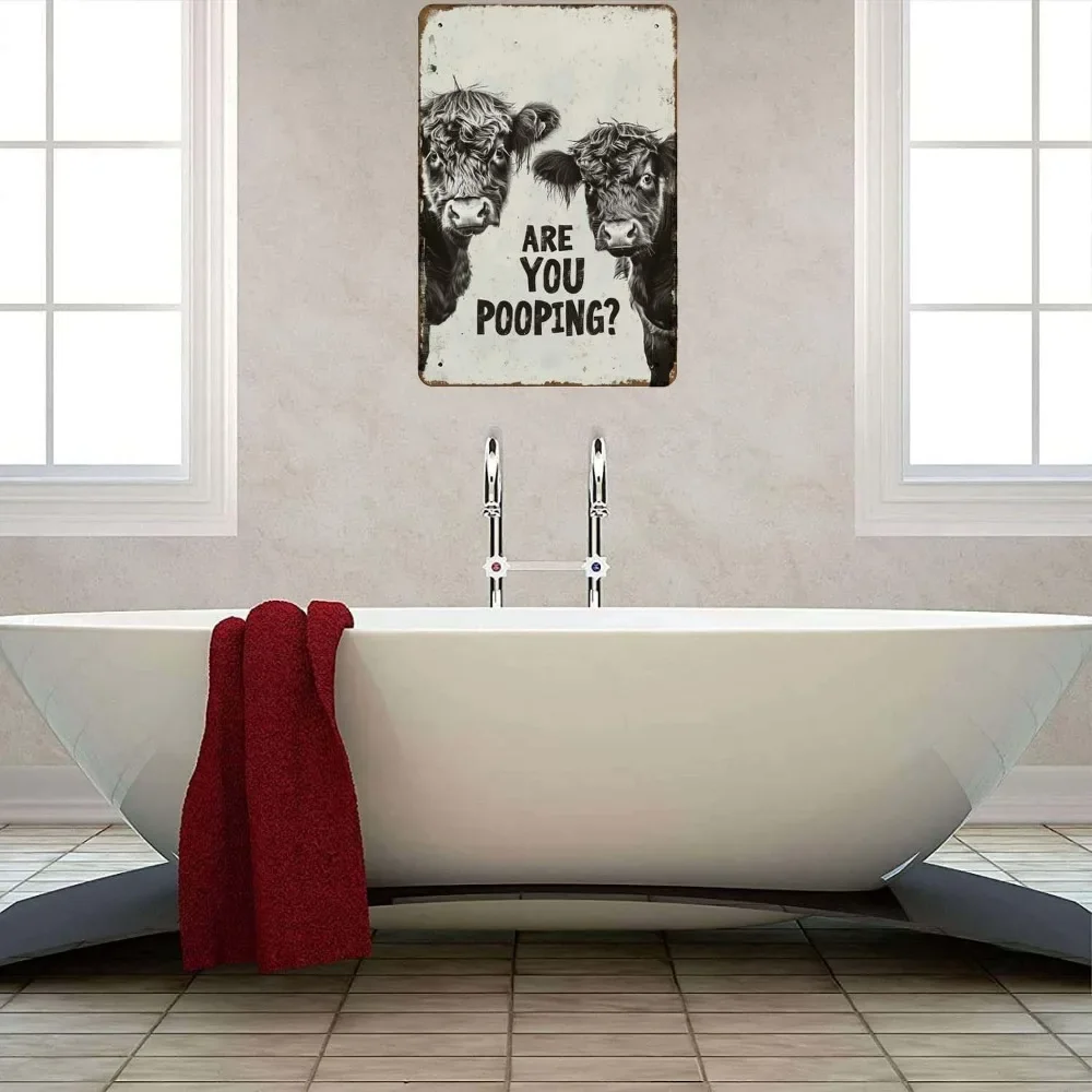 Metal Tin Sign Funny Highland Cow Are You Pooping Metal Sign Alumium Signs Vintage Signs For Home Bar Office Outdoor