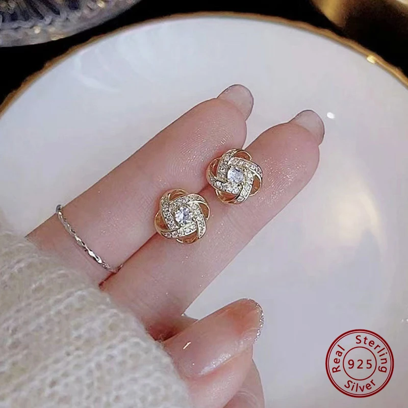 

Серьги из стерлингового серебра 925 пробы с оригинальным сертификатом, серьги с цирконием в форме четырехлистного клевера для женщин, модные украшения, бесплатная доставка, изысканные ювелирные изделия