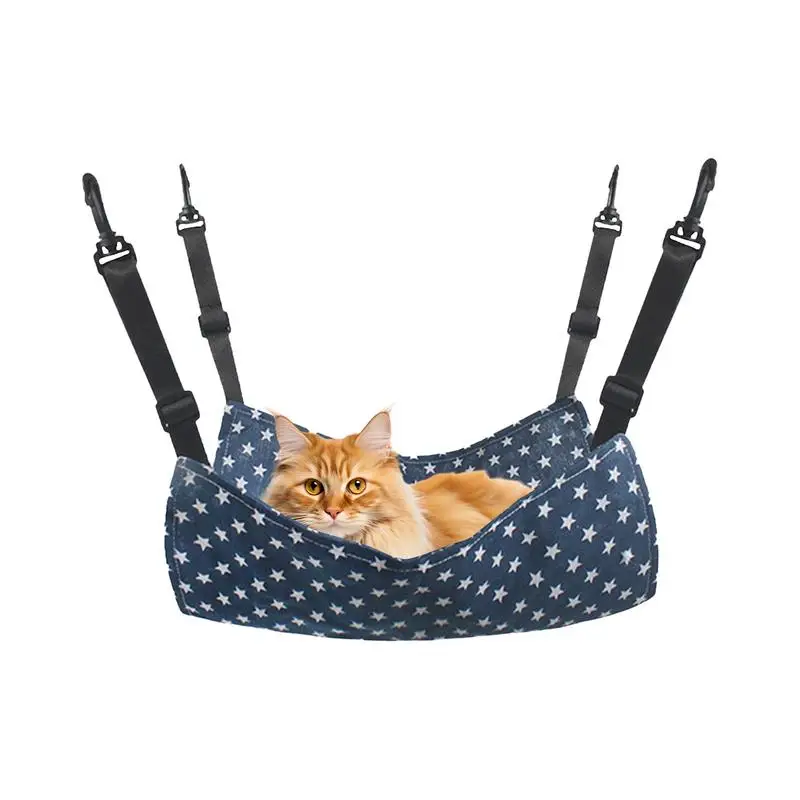 Cat Hanging Hammock Adjustable Breathable Double-Sided Pet Cage Hammock Soft Hanging Bed Resting Sleepy Pad for Small Animals