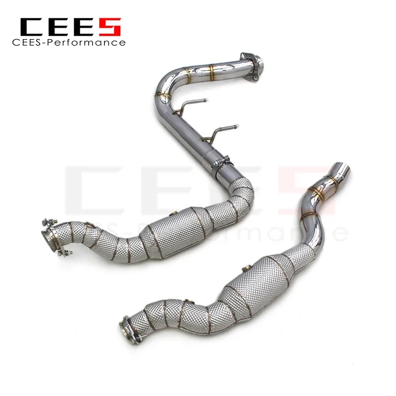 

cees Catted Exhaust Downpipe with Heat Shield for Ford F150 3.5T 2015-2019 Exhaust Pipe Stainless Steel Downpipes with Catalyst