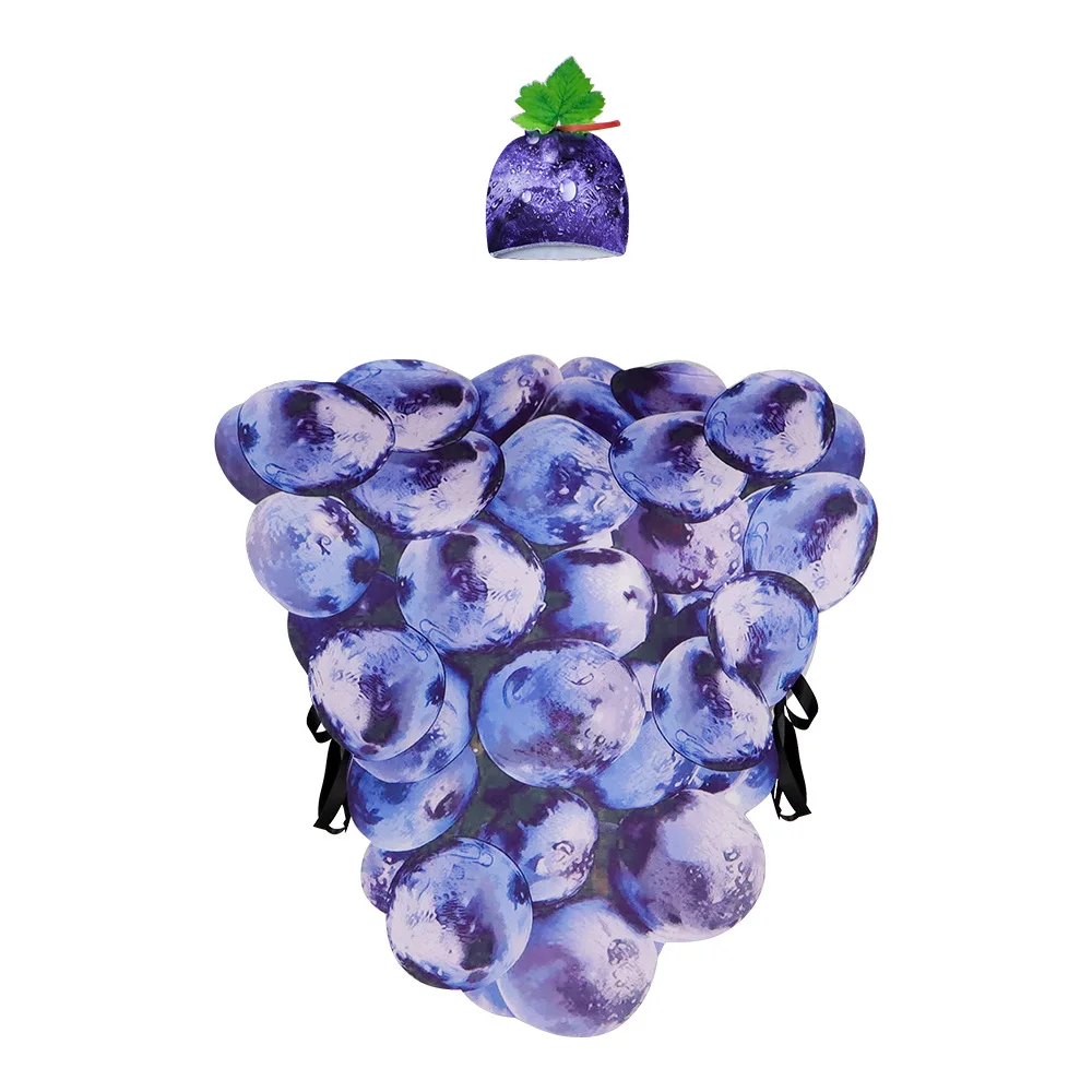 Funny Grape Fruit Costume Halloween Cosplay 3D Realistic Pullover Top Full Set Carnival Fancy Dress Party Stage Roleplay Outfit view 5