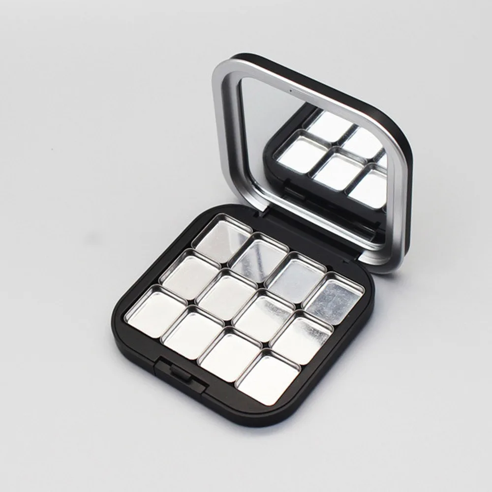 Creative Multi-grids DIY Eyeshadow Palette Empty with Mirror DIY Cosmetic Box Black ABS Eye Shadow Palette DIY Make Up Tool
