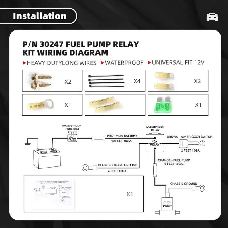 Picture 5: 12 Pump Harness Relays Set for Motorcycle Automotive Electrical Work