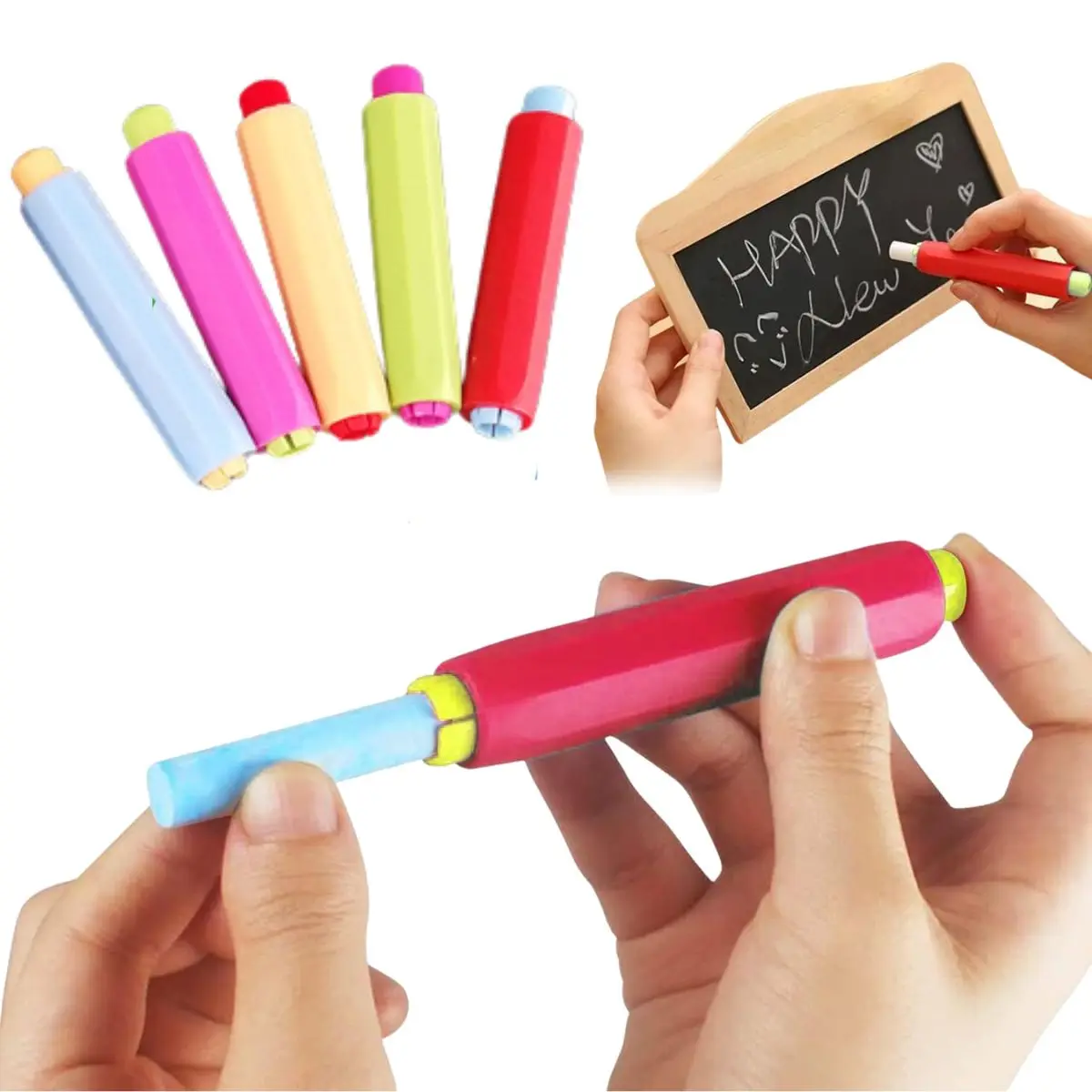 10Pcs Plastic Chalk Holders Set Adjustable Chalk Covers for Teachers Students Office Use Blackboard and Drawing Board