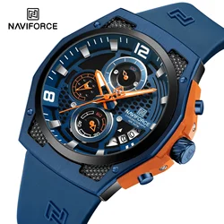 NAVIFORCE NF8051L High Quality Luxury Original Men Watch Silicone Strap Waterproof Male Quartz Wrist watch Sport Clock