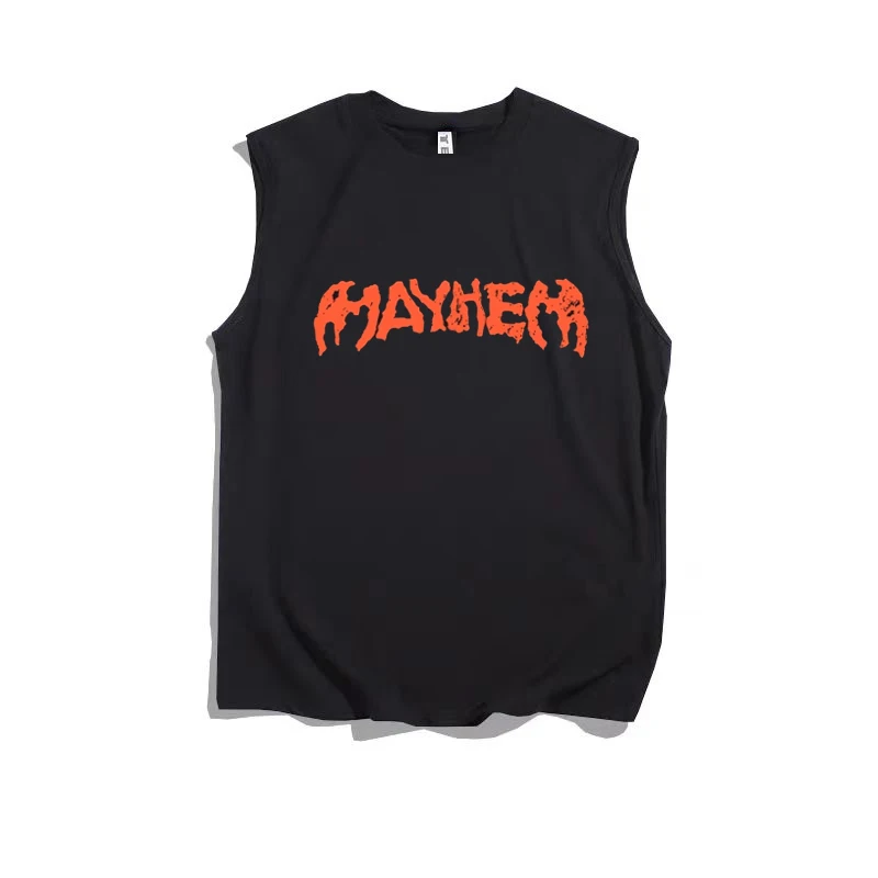 

Lady Gaga Concert Mayhem Svel Cotton Vest Heavyweight T-irt for Teens Casual Summer Faion round Ne No Brand