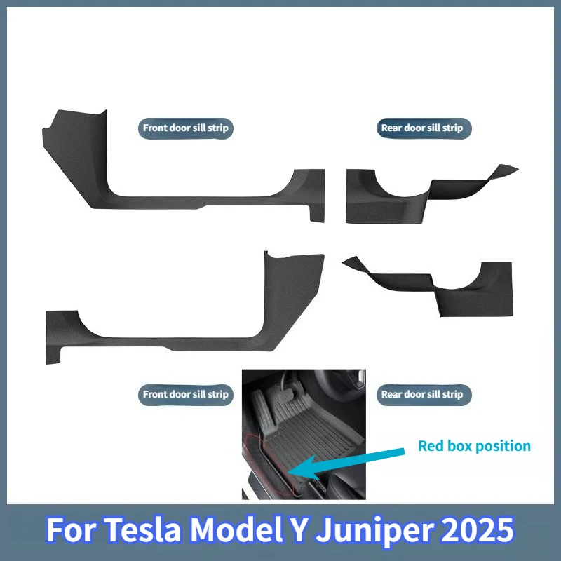 

For Tesla Model Y Juniper 2025 TPE Door Sill Protector Door Sill Scuff Plate Guard Pedal Kick Protection Strip Waterproof Pad