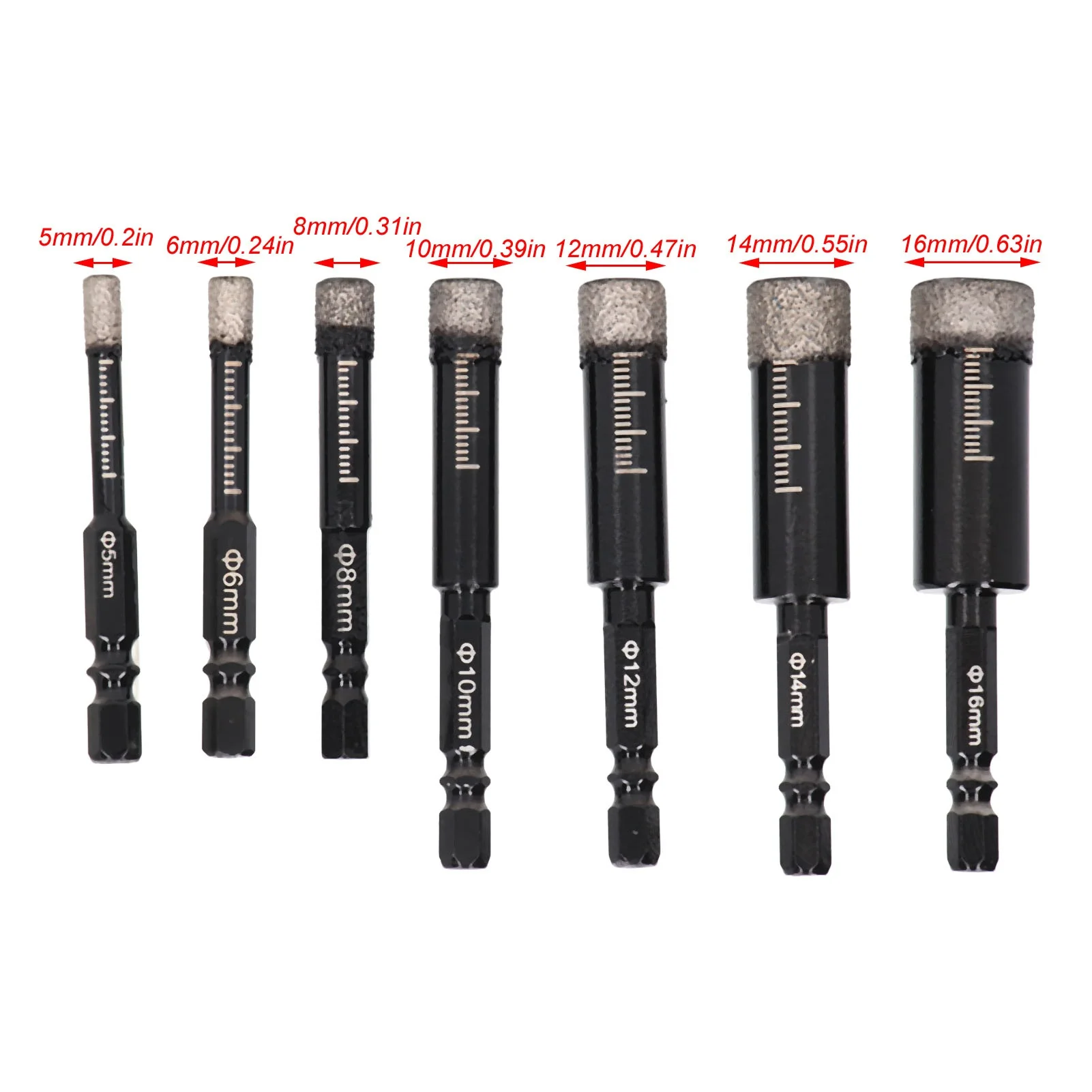 7 Pcs Diamond Drill Bits Wet and Dry Use Brazing Core Drill Bit Hex Shank Diamond Hole Saw Kit for Tile Marble Granite