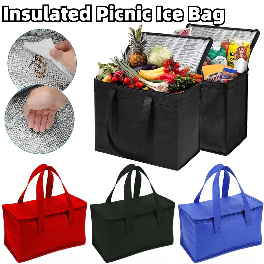 Portable Lunch Cooler Bag Folding Insulation Picnic Ice Pack Food Thermal Bag Drink Carrier Insulated Bags Beer Foil Food Bag