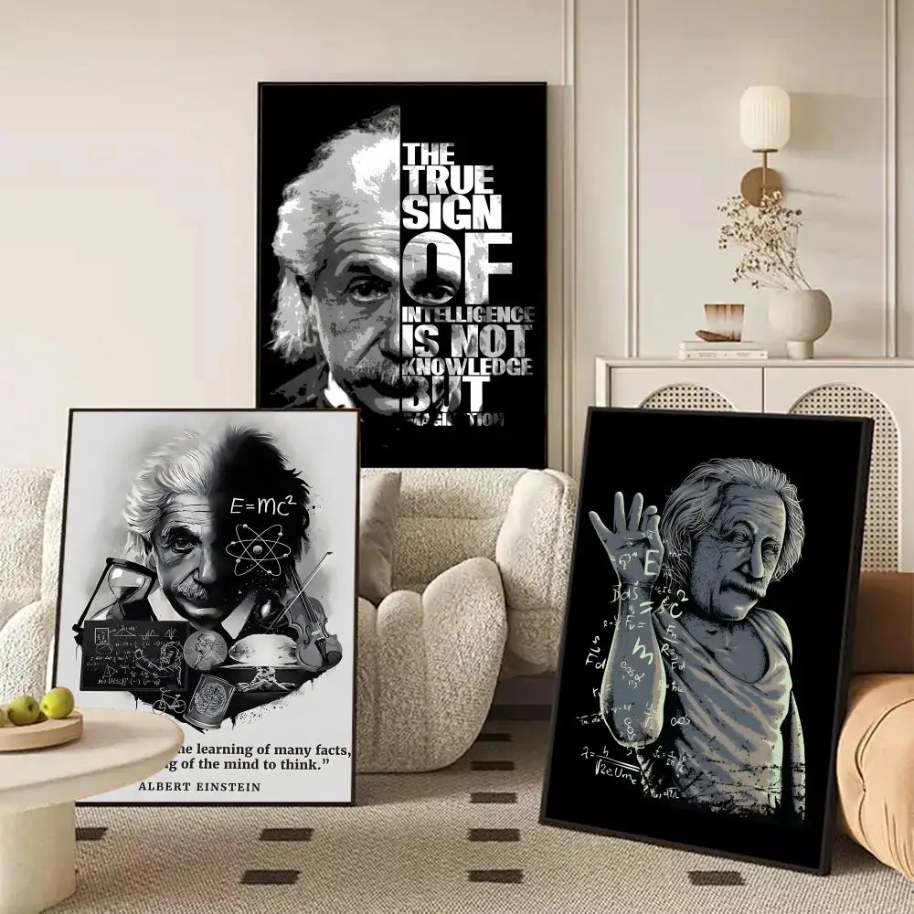 Einstein Poster Waterproof Self-Stick Wall Art Stickers, Removable Wall Decor for Living Room and Bedroom
