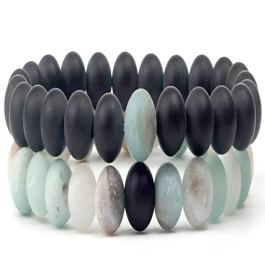 2pcs 8mm Volcanic Amazonite gemstone 108 Buddha Beads Bracelets Bodhi Prayer zazen Meditation Chaplet Nirvana Bead Tibetan Women