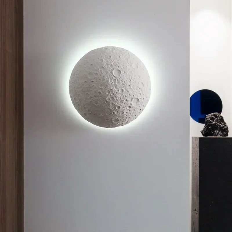 Simple modern LED Wall Lamp Atmosphere Villa Bedroom Simulation Moon Sconce Creative Entrance Door White LED wall Lighting