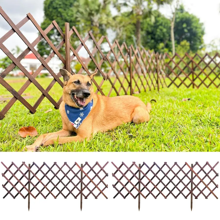 

Garden Fence 2 Pack, Total 12ft L Wooden Lattice Flower Edging for Yard Lawn Landscape Patio Outdoor Decor, Expandable Plant Tre