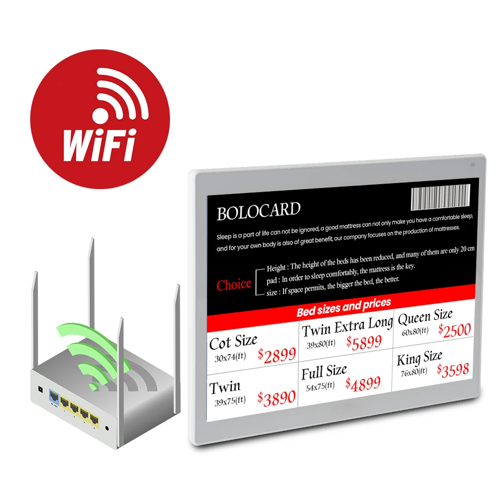 13,3 Zoll großes WIFI-Preisschild E-Ink-Display ESL-System Demo Kit Elektronisches Regaletikett