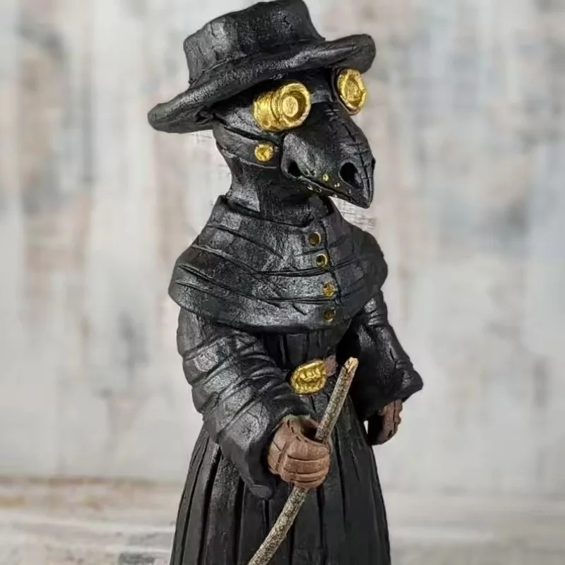 

Occult Gothic Thriller Crow Incense Burner Resin Plague Doctor Figurine Home Room Halloween Decor