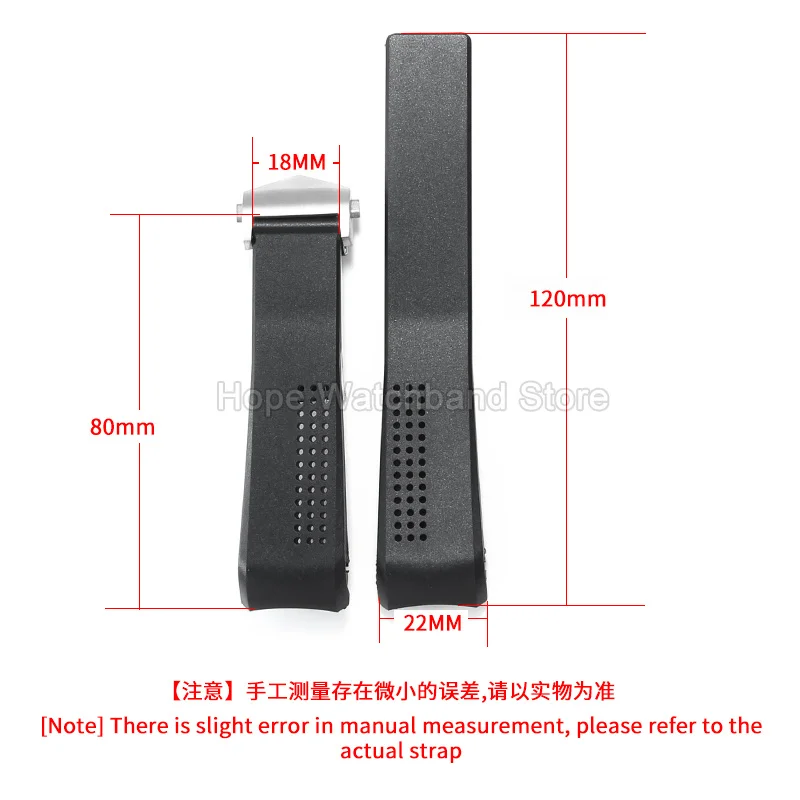 Black High‑durable Replacement Watch Accessories for TAG Heuer Carrera Aquaracer Curved Interface Waterproof Silicone WatchStrap