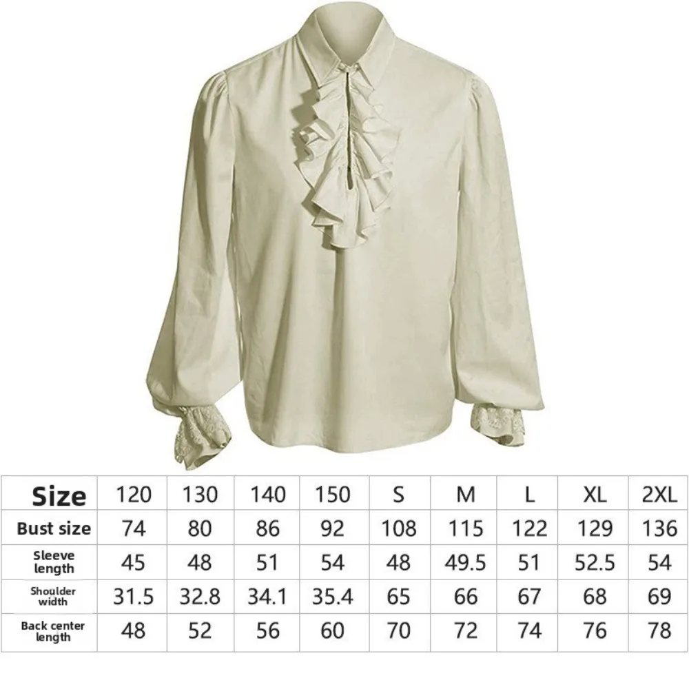 زي القراصنة الأوروبي العتيق - مجموعة قميص ومؤخرات من الكتان المتعثر لعروض المسرح