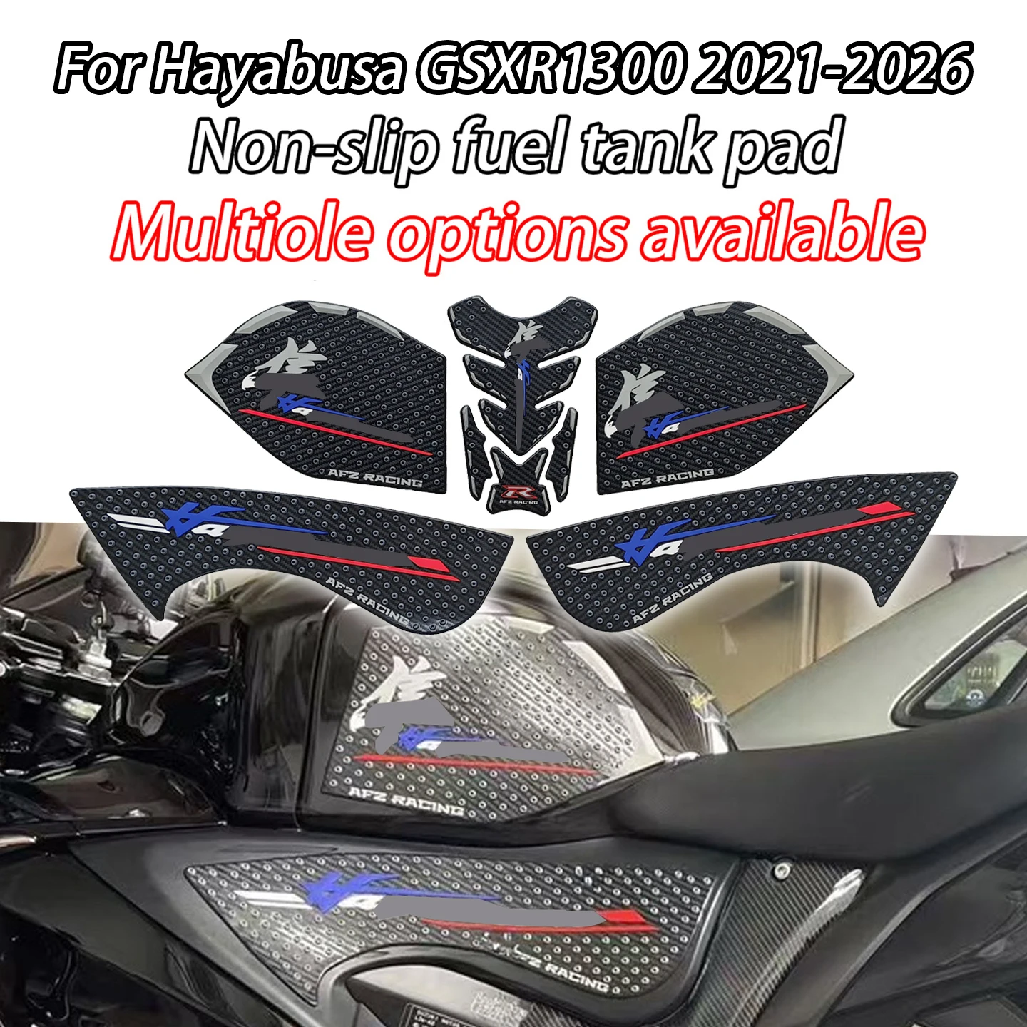 

For Suzuki Hayabusa GSXR1300 GSX1300R 21-26 Tank Pad Motorcycle Accessories 3D Rubber Anti-Slip Stickers Tank Grip Side Stickers