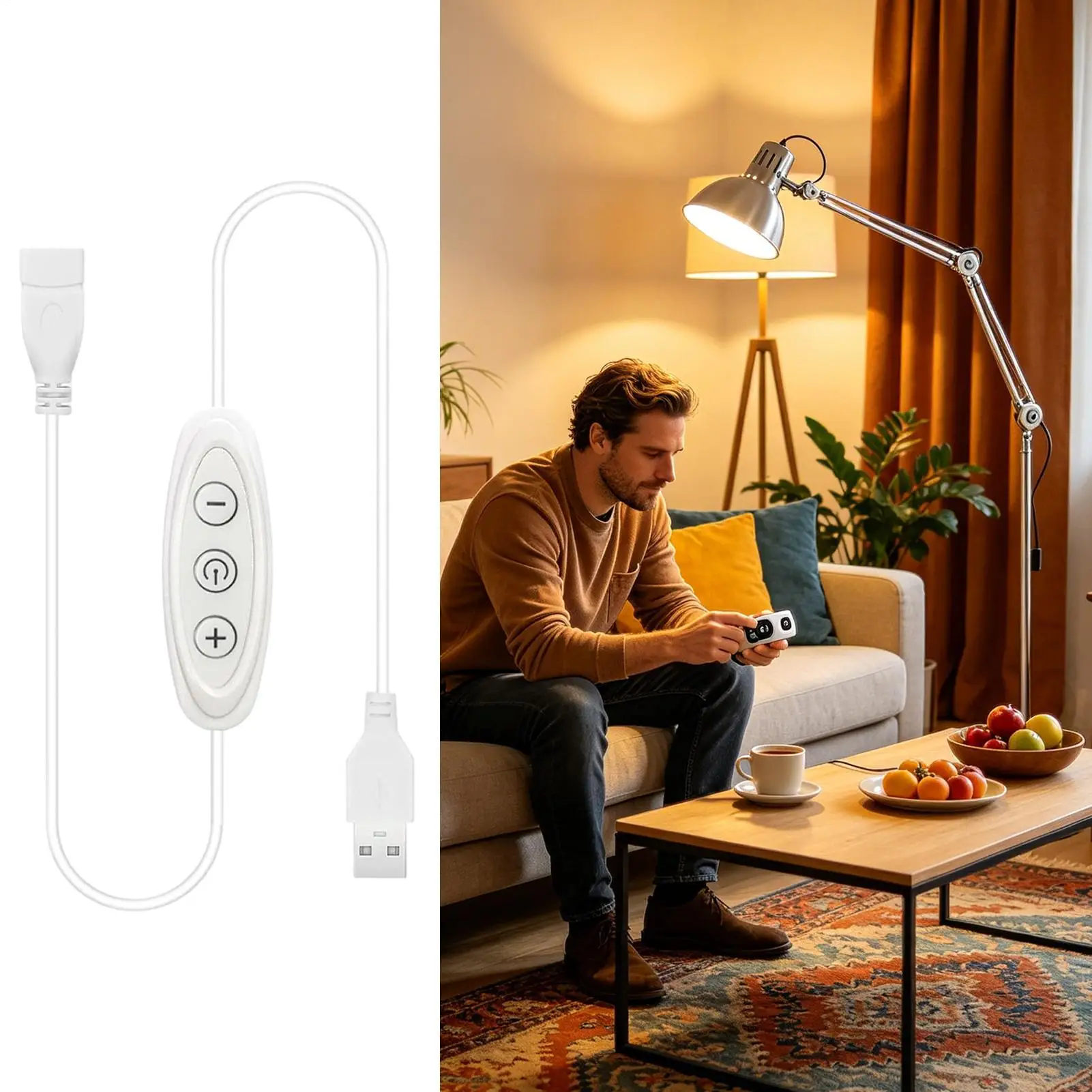 LED Light Strip Dimmer,3 Button 8 Level Adjustment,Compact Controller For Bedroom Dorm Living Room Home Light Control