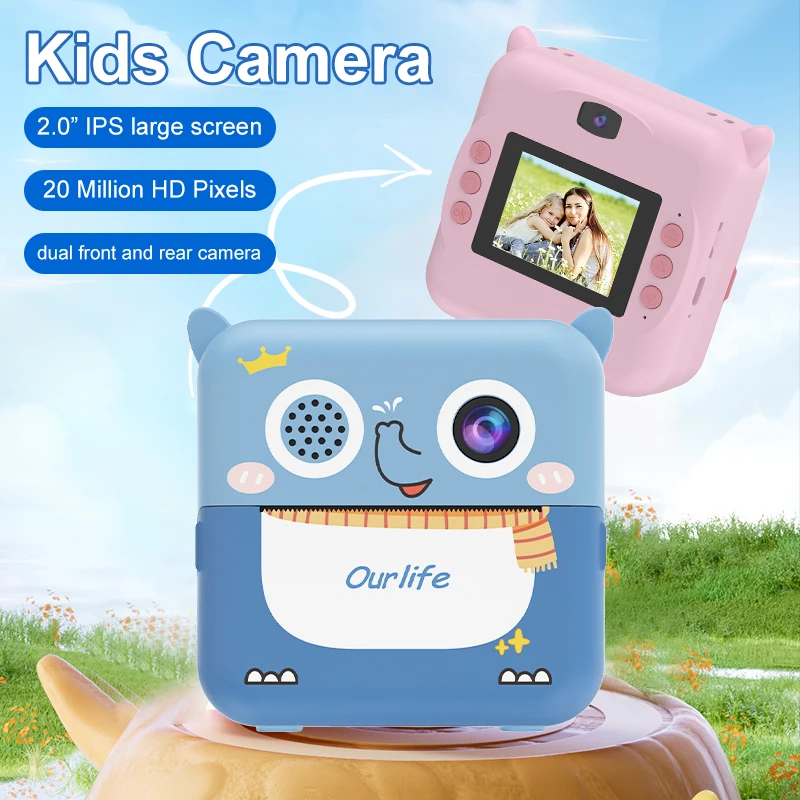 

Children Digital Camera1080P HD Dual Lens Instant Print for Kids Thermal Print Camera Instant Print Photo With 32G Memory Card