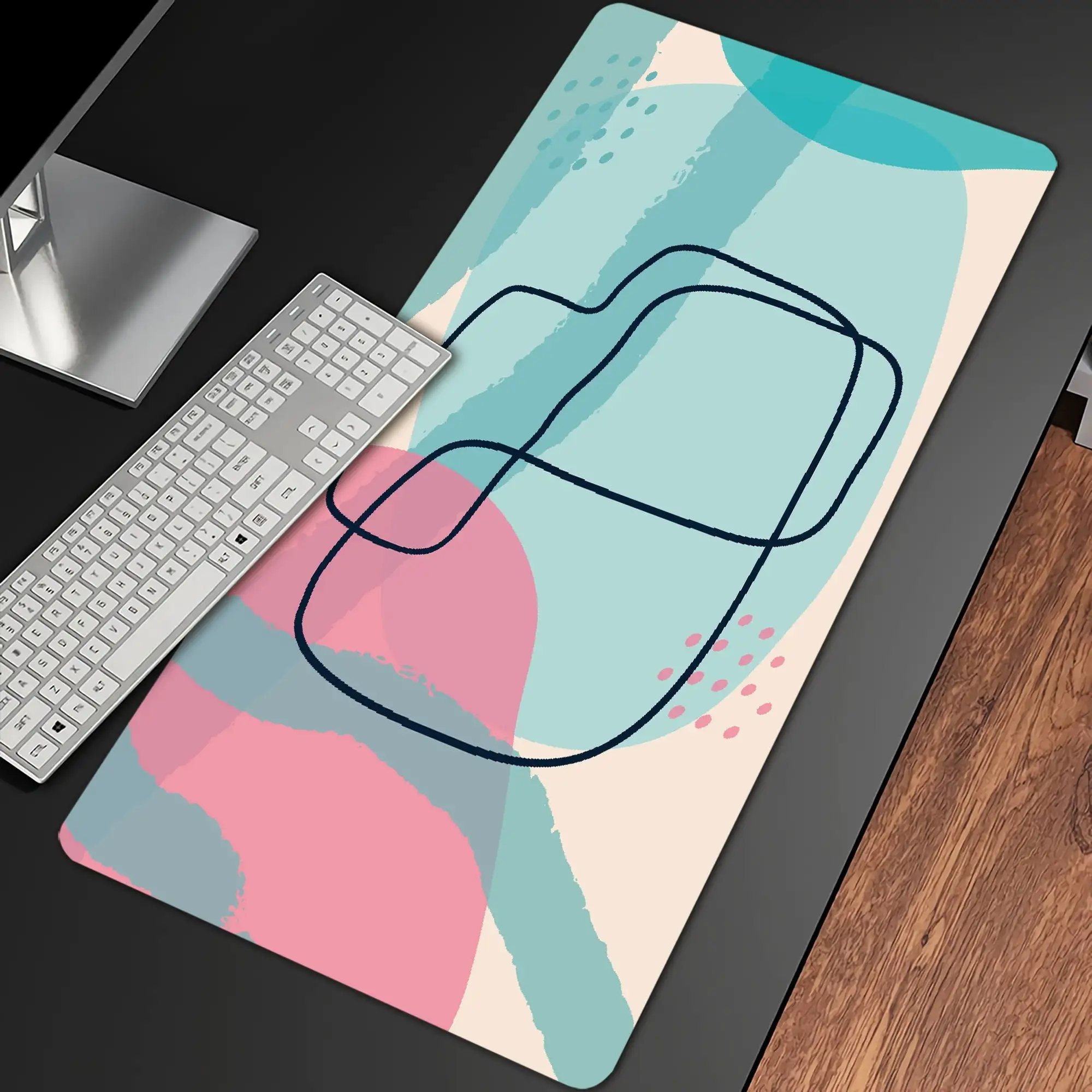 

Mid-Century Modern Colors Office Minimalist Abstract Office Mat,Geometric Patterned Mouse Pad,Vintage Abstract Laptop Mat