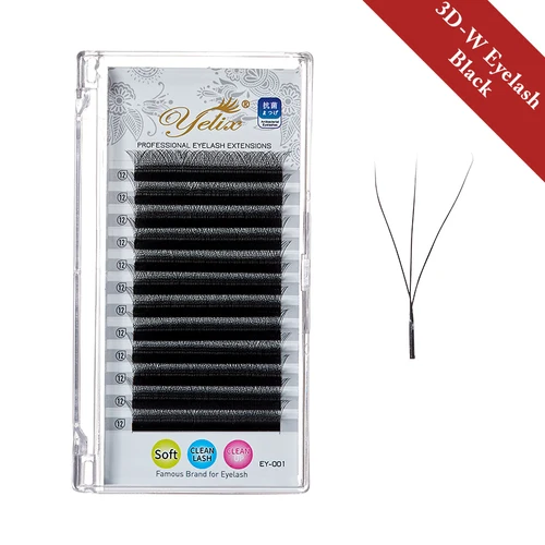 Imagen 1 del producto Extensiones de pestañas en forma de Yelix W, ventilador de volumen prefabricado 3D, estilo W, suministros de pestañas individuales de visón sintético Natural de alta calidad