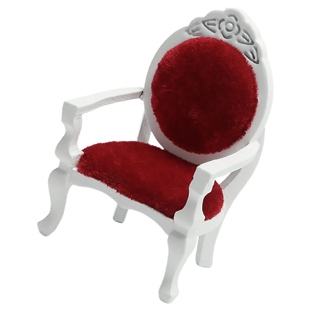 Mini Europese Stijl Kleine Stoel Miniatuur Fauteuil Ornamenten Huis Stoelen Schattig Meubilair Fluweel