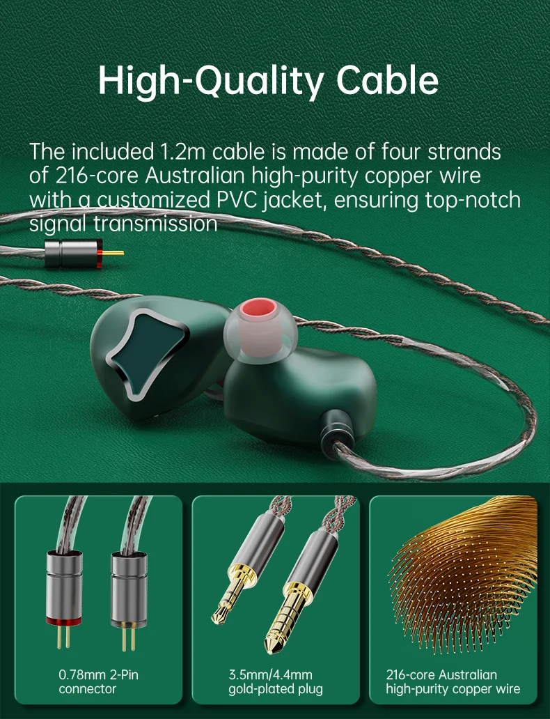 ARTTI T10&R1&R2 In-Ear-HiFi-Kopfhörer, kabelgebundene IEMs, Monitore, 14,2 mm Planar-Treiber, strukturierter Bass, 0,78 mm 2-Pin- und 3,5 mm/4,4 mm-Anschluss – Detail 5