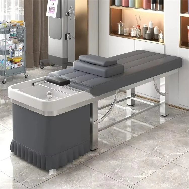 *  Comfortable Professional Shampoo Bed Station Synthetic Leather Flushing Hair Treatment Bed for Sale