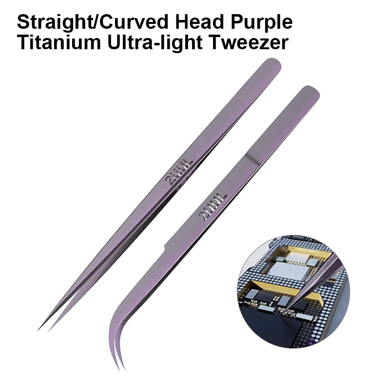 

2UUL Purple Titanium Ultra-light Tweezer Ultra-precision Fingerprint Tweezers Phone Maintenance Flying Wire Repair Forceps