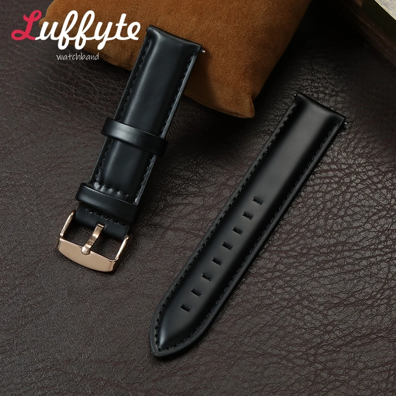 

Quick Release Business Leather Wrist Belt 20mm 22mm Wrist Bracelets Women Men Solid Buckle Black Brown Smartwatch Strap