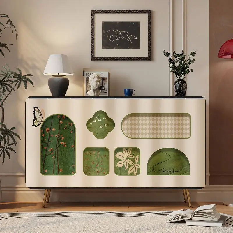 VIKAMA Chinese Arch Window Butterfly Door Curtain Cream Botanical Plant Frame Vintage Cabinet Cover Decor Home Warm Cozy Soft