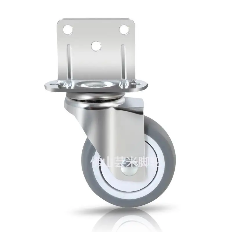 

50 Pcs 2-inch L-Type TPR Silent Wheels with Brake, Cabinet Pulley Furniture Casters with Bearings and Swivel
