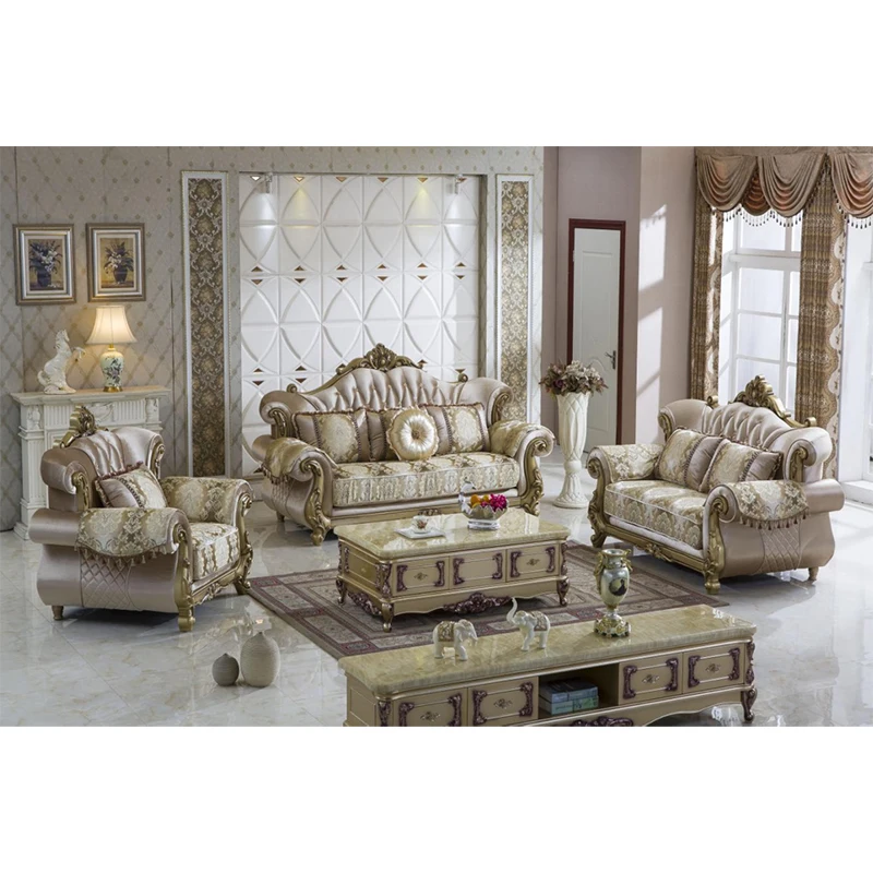 Modular Sofa Set Furniture Villa Home Living Room 3 2 1 Seater Royal Luxury Sectional Fabric Sofa