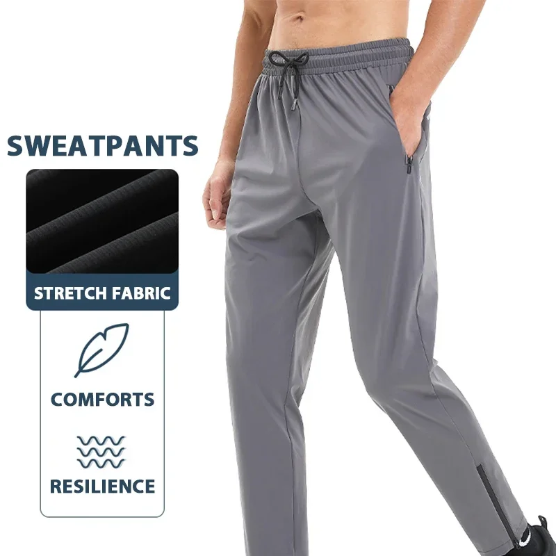 JJJFJJ-Pantalon long fin respirant pour homme, leggings d'entraînement de fitness avec poches, sports de plein air, Ice Casual