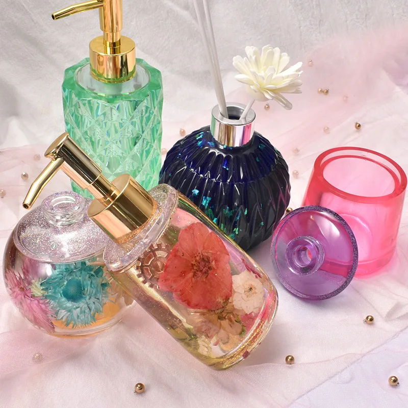 

1Set Faceted Surface Emulsion Bottle and Perfume Bottle Making Silicone Mold for Pen Holder,Storage Box,Washstand,Office Desktop