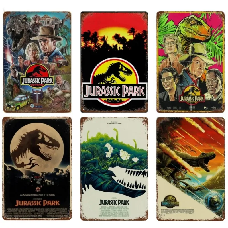 Metal Tin Poster Jurassic Park Film Retro Metal Tin Sign Plaque Poster for Bar Club Wall Decor Home Vintage Wall Plate Pendant