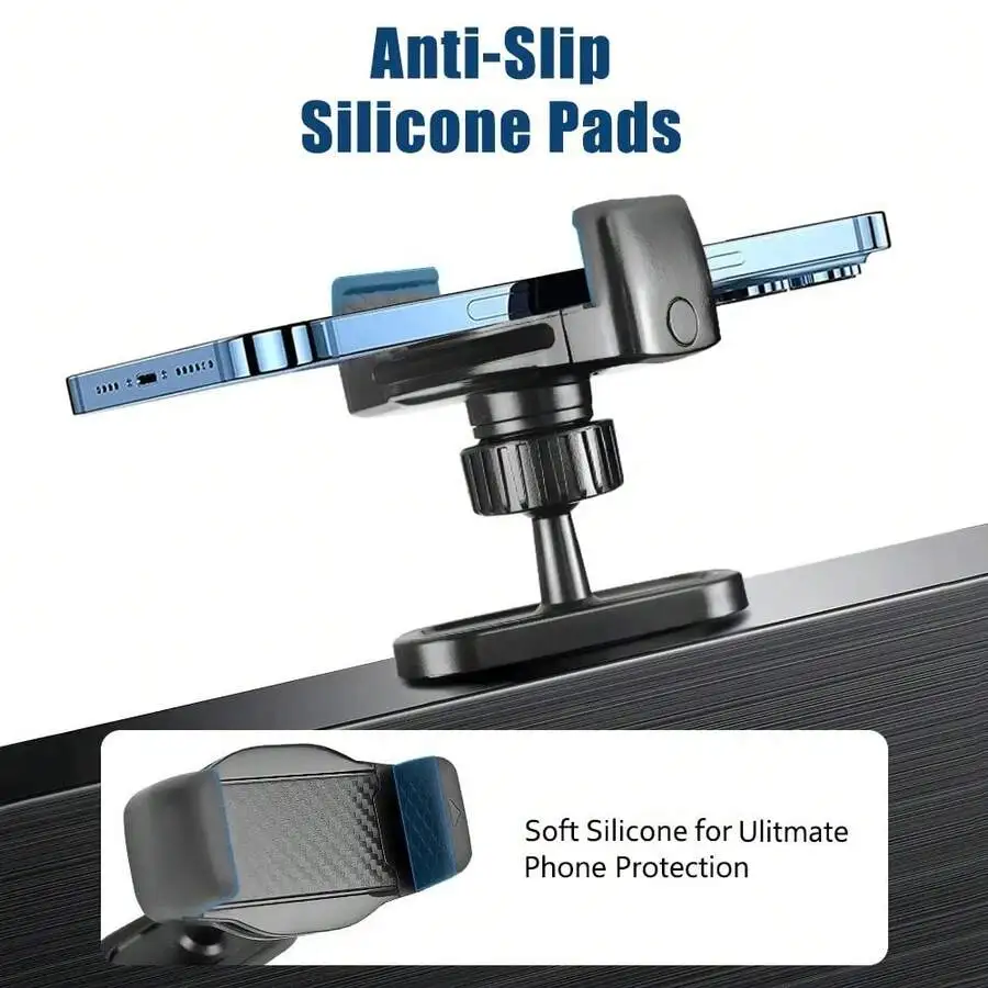 

360° Rotating Magnetic Phone Mount With Anti-Slip Silicone Pads For Gym Desk Metal Surface