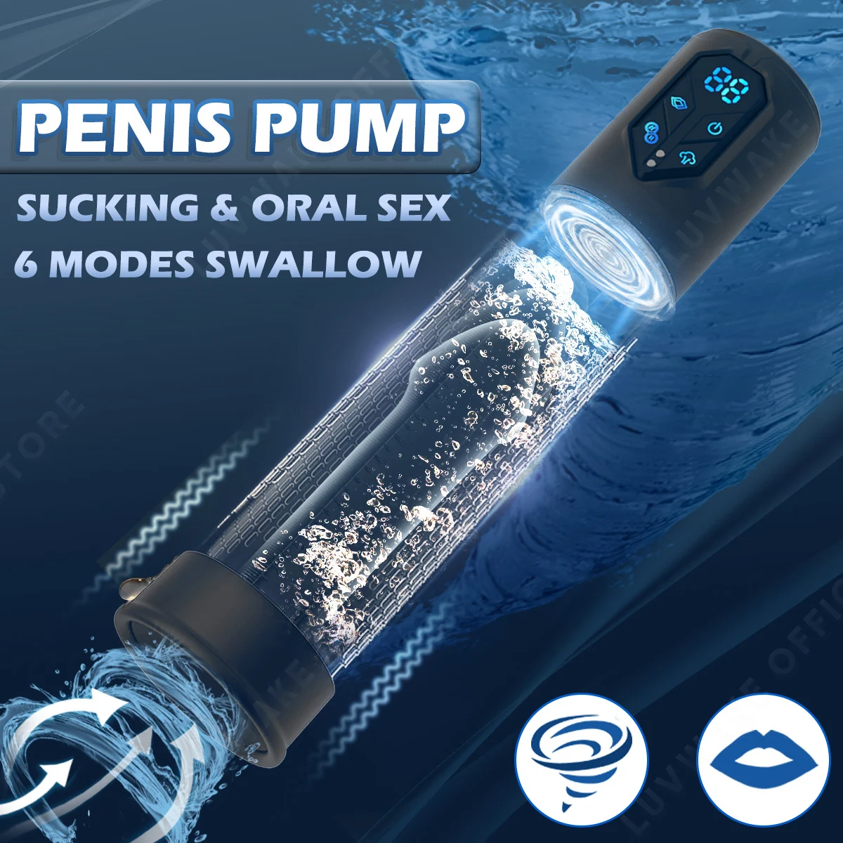 Ipx7 Waterdichte Elektrische Penis Pomp Voor Vergroting Man Vacuümpomp Uitbreiding Pomp 4 Zuigniveaus 2 Siliconen Hulzen